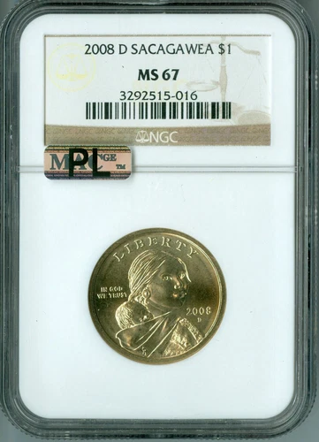 2008 D SACAGAWEA DOLLAR NGC MS67 MAC PL BUSINESS STRIKE 2ND FINEST REGISTRY *