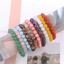 Men Women 8mm Natural Round Gemstone Bead Handmade Beads Bracelets Charm Jewelry