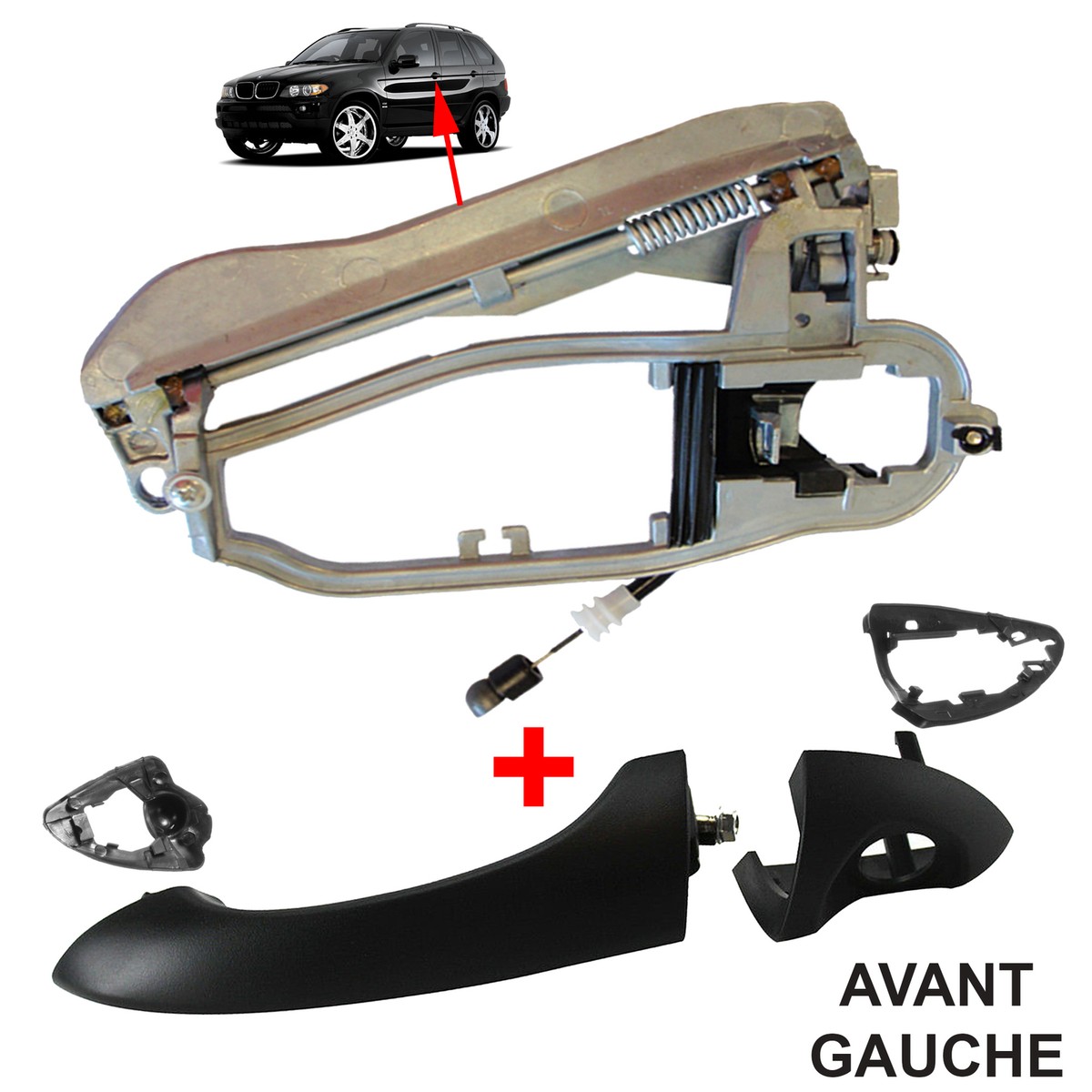 Poignée De Porte Avant Gauche Conducteur Pour BMW X5 E53 (2000-2006) - Réf. 8243615 - Neuf