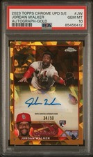 2023 Topps Chrome Update Sapphire Jordan Walker Gold Sapphire RC Auto /50 PSA 10