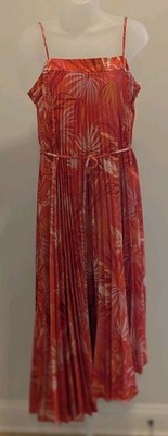 Milly Irene Pleated Asymmetric Midi Dress Tropical Size 8