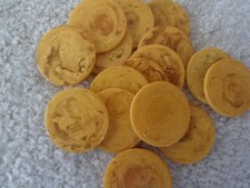170 VINTAGE BUTTERSCOTCH SWIRL BAKELITE POKER CHIPS c1930's