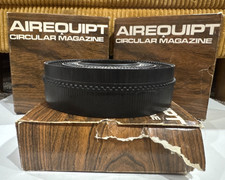 4 Vintage Brown Box AIREQUIPT Circular Slide Projector Carousel Magazine 80s Lot
