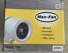 Max-Fan 12" Axial Fan 1708 CFM 120V Aluminum Efficient Powerful Compact