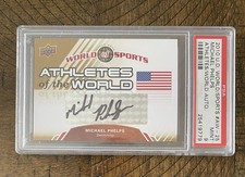 2010 Upper Deck World of Sports Michael Phelps Auto Team USA Swimming PSA 9