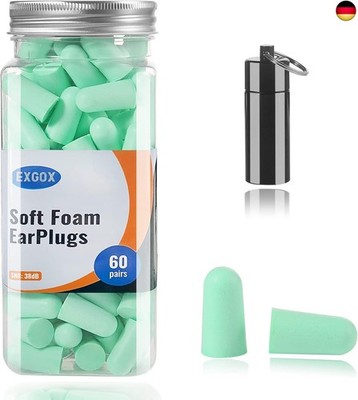 EXGOX Super weiche Schaumstoff-Ohrstöpsel,38dB höchster SNR, 60 P