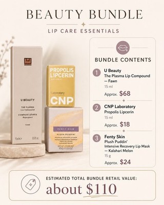 U Beauty Plasma Lip Compound + CNP Lipcerin + Fenty Plush Puddin Lip Mask Bundle