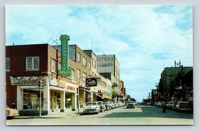 Rouyn-Noranda Quebec Main Street Vintage UNIC Postcard 1950s Canadian City View
