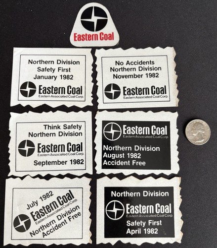 Vintage Mining Decals Eastern Coal 1982 Safety Lot Of 7