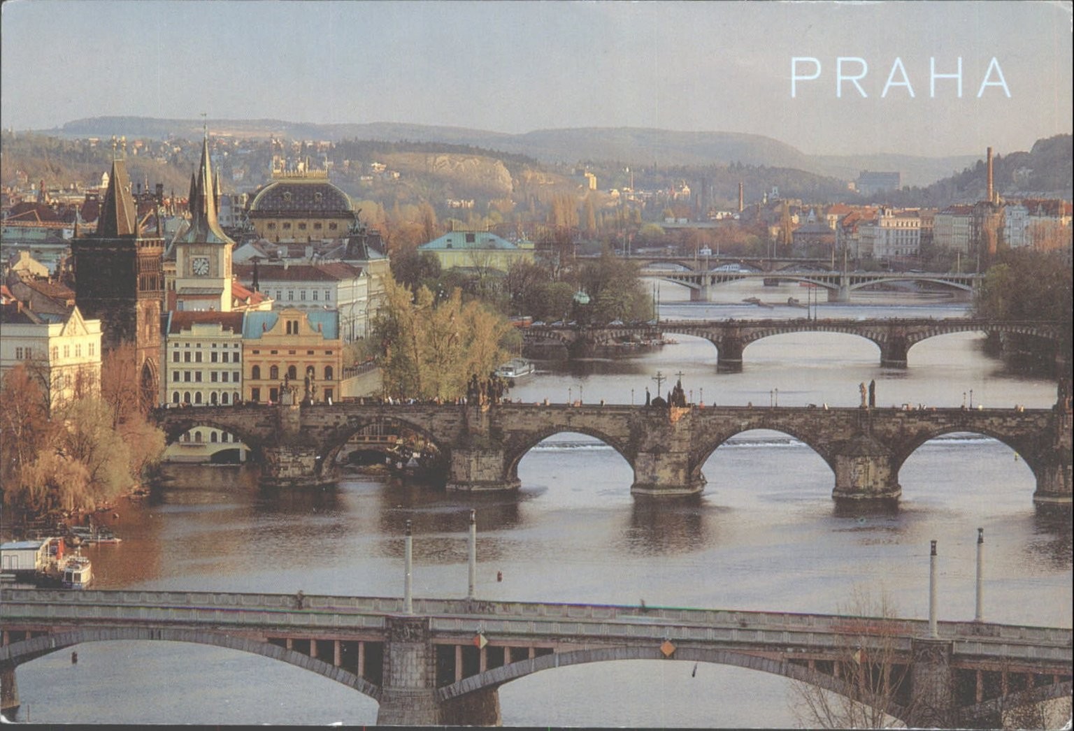 Prague Bridges Vltava River Charles Bridge Czech Republic Postcard 2000