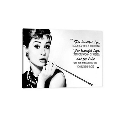 TIMUBA Hepburn Canvas Wall Art, Hepburn for Beautiful Eyes Quote Poster Frame...