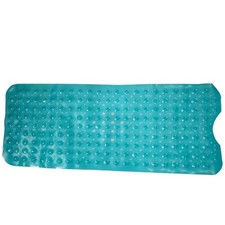 PVC Bathtub Anti-Slip Shower Mat w/ Small Haptors 40"x16" Clear Blue/White/Green