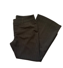 WOMEN S NEW YORK COMPANY BROWN STRIPED PANTS STRETCH FLARE LEG SIZE 12P