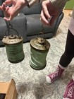 2 Vtg Lantern Collapsible Hanging Metal Accordion Style Tea Light Candle Holder — photo 4