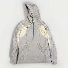 Lululemon Anorak White Gray Striped 1/2 Zip Lightweight Rain Jacket  Size 6
