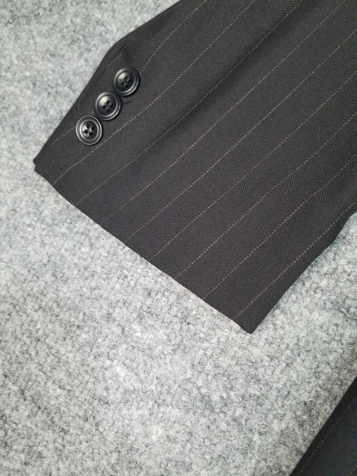 Blazer Lubiam Studio Negro Rayas 42 Doble Pecho Foto 4 de 4