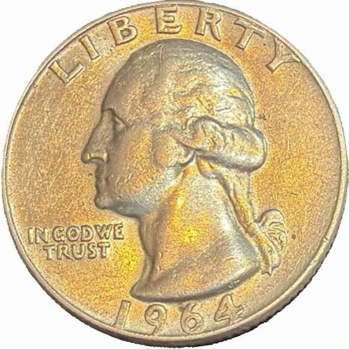 90% Silver Washington Quarter Dollar  1964-D