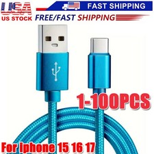 Braided USB to Type-C Fast Charging Data SYNC Charger Cable Cord 3/6/10FT Lot
