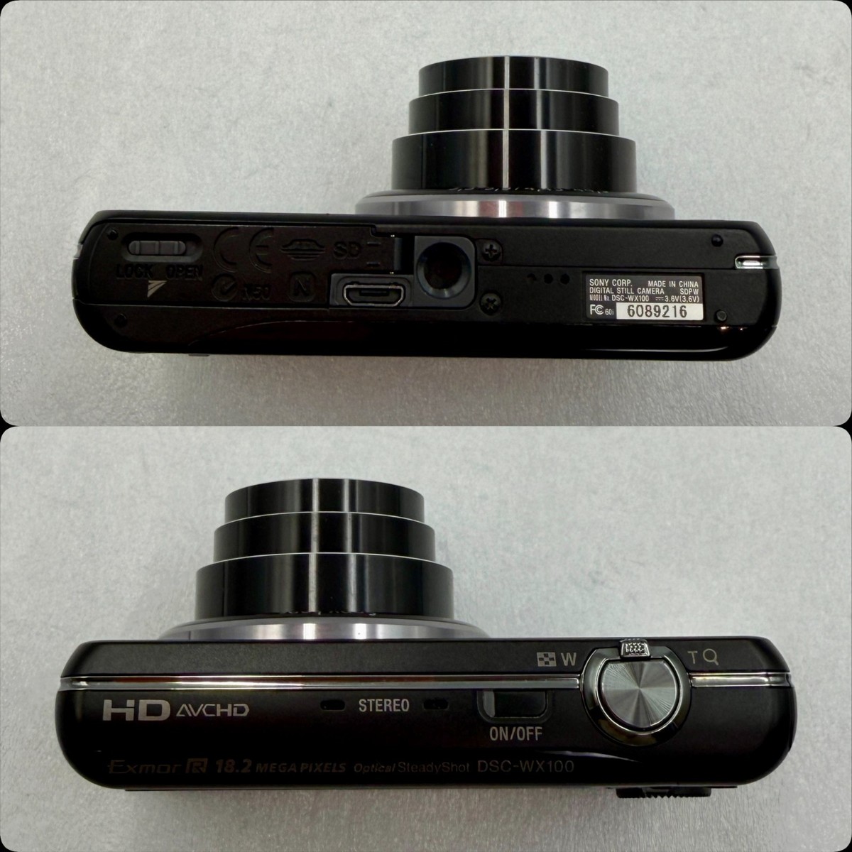 N.MINT Sony Cyber Shot DSC-WX100 Black 18.2MP Japanese Display