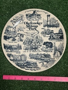 Okefenokee Swamp Park Souvenir Plate Waycross Georgia Wildlife Vintage 9”