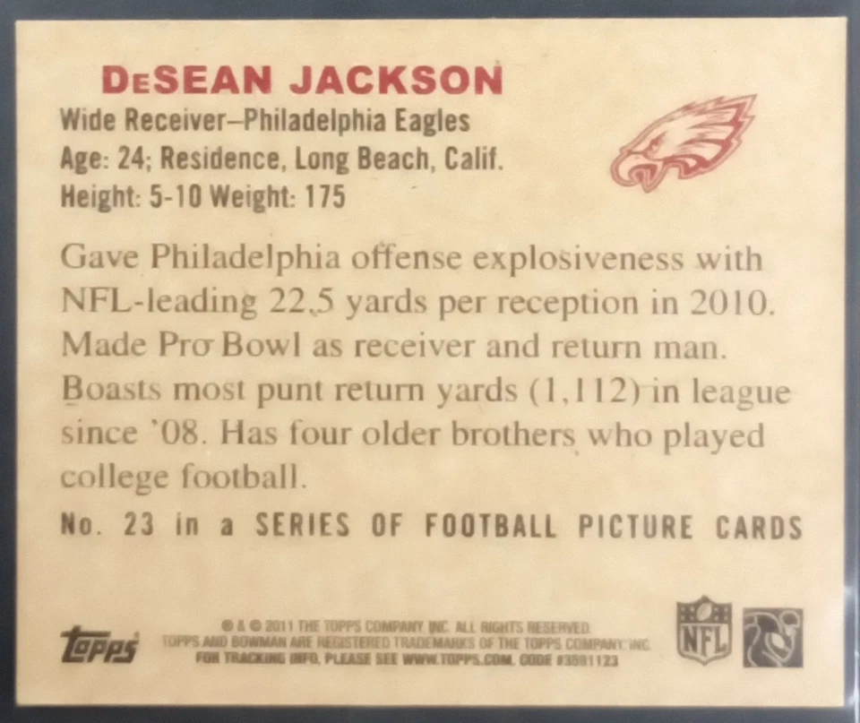 2011 Topps 1950 Bowman Design Michael Vick #25 Mini Card - Image 2 of 3