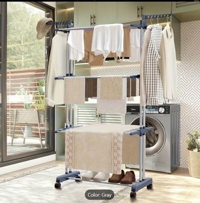 Foldable 3-Tier Vertical Laundry Drying Tower with Wheels - Space-Saving Clothes