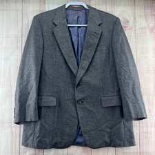 Hickey Freeman The Boardroom Sport Coat Blazer 100 Pure Wool Herringbone Gray 46