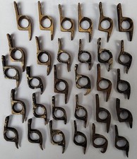 30 x Antique Brass Stair Rod Brackets/Clips - 10mm hole