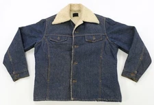 Rare VTG SEARS ROEBUCK & CO Sherpa Lined Denim Jean Trucker Jacket 70s 80s 42R