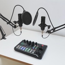 Professional Podcast Equipment Bundle Microphone Live Sound Card Audio Condenser