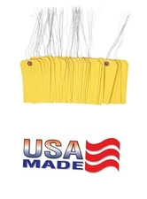 Yellow Tags with Wire Size 5 Measurements 4 34 inch x 2 38 inch 100