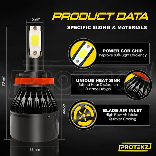 Protekz H11 LED Headlight Kit Bulbs 6K Low Beam for 2011 - 2022 Kia SORENTO - Afbeelding 6 van 12