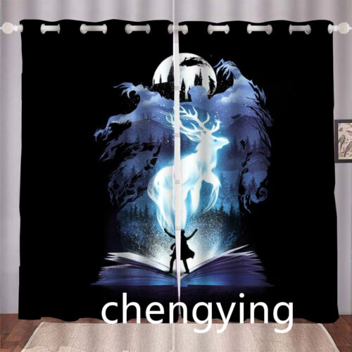 3D Harry Potter Made Pair Thick Thermal Blackout Curtains Ring Top Eyelet Gifts - Picture 15 of 42
