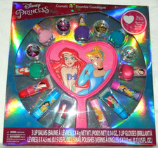 Disney Princess Cosmetic Set - Lip Balm Lip Gloss Nail Polish Glitter Mirror