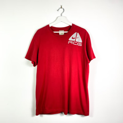 Nike ACG  Vintage T-Shirt Gr.L Herren Rot Bedruckt Logo 90er 90s y2k Retro