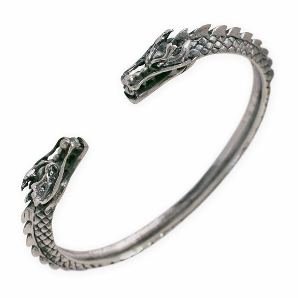 Wikinger Armreif 925 Silber Drachen Drachenkopf Herren Armschmuck Armspange-image