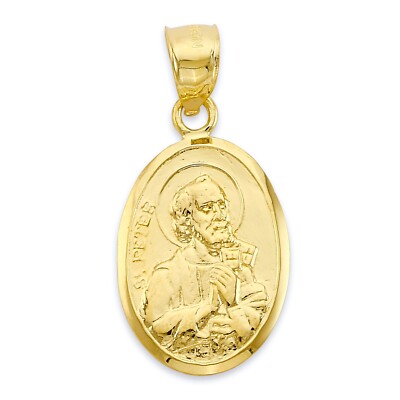 10k Solid Gold Saint Peter Pendant - Protection Jewelry Gifts for Him