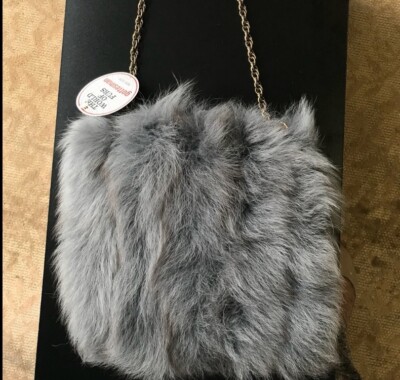 Vintage Blue/Grey Fox Fur Handbag NWT