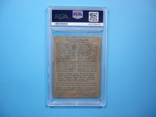 1933/34 CANADIAN CHEWING GUM V252 HOCKEY CARD BALDY NORTHCOTT ROOKIE RC PSA 2.5 - Picture 2 of 4