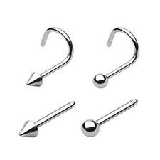 20G SURGICAL STEEL BALL / SPIKE NOSE BONE SCREW RING STUD PIN NOSTRIL BARBELL