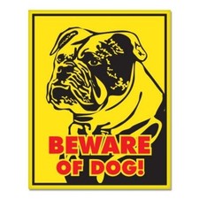 Bulldog Beware of Dog Sign Car Vinyl Sticker - SELECT SIZE
