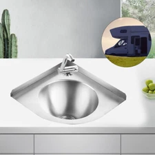 For RV Caravan Camper Kitchen Sink w/ Faucet Stainless Steel Hand Wash Basin !