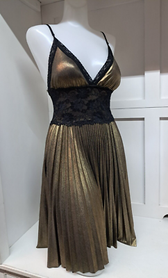 Gold With Black Lace Slip Dress By Janice | eBay
