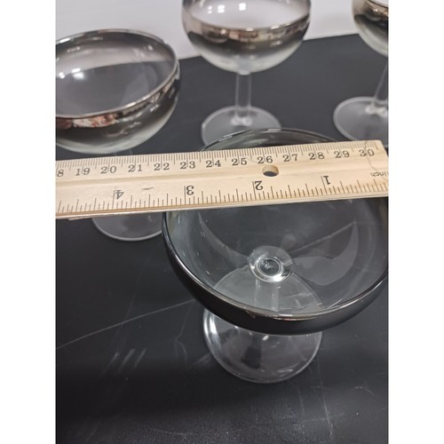 Mid-Century Silver Vitreon Queen’s Champagne Coupe Glasses Barware Champagne Omb - Picture 6 of 6