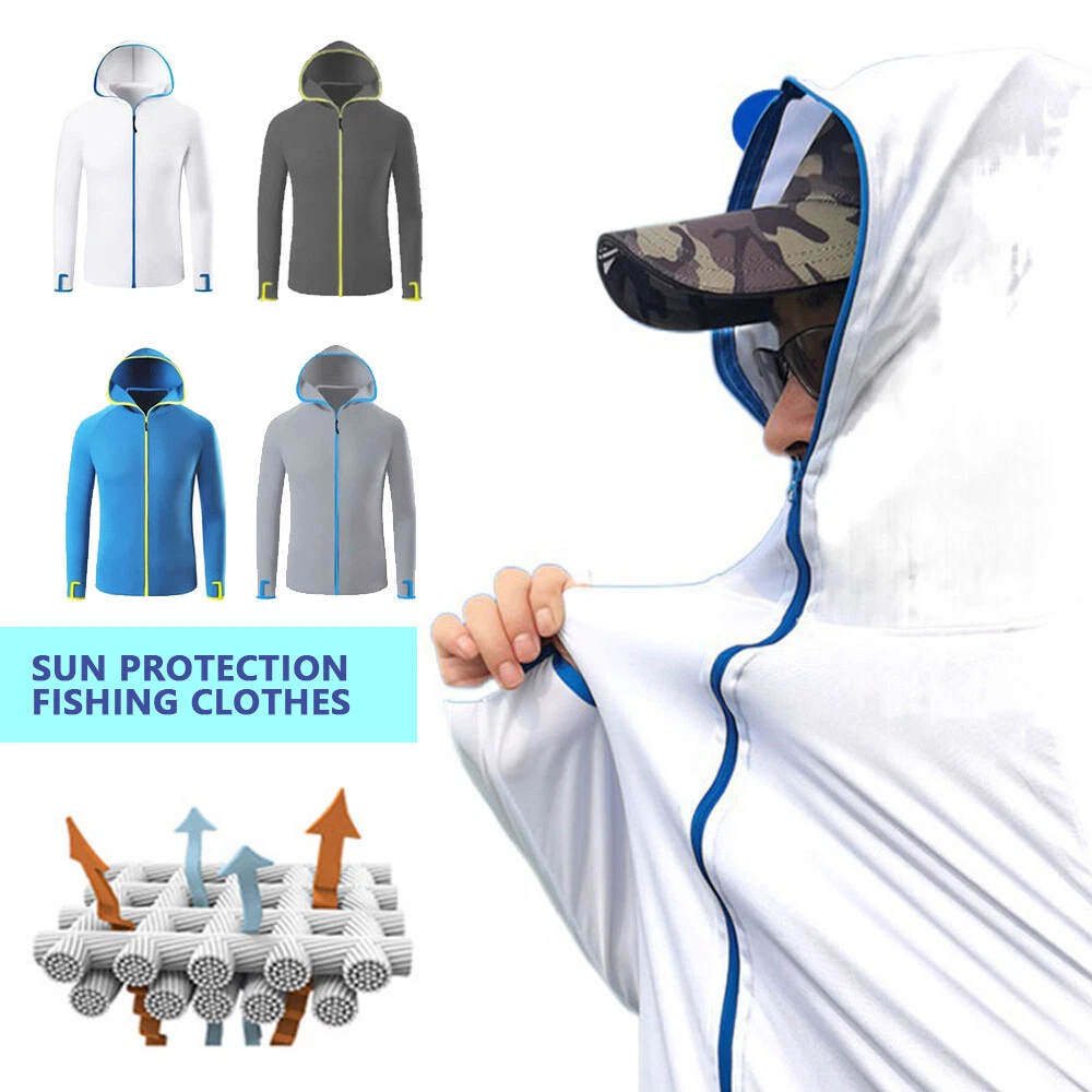 UPF 50+ Men UV Protection Jacket T-Shirt Hoodie Long Sleeve