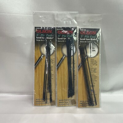 18x Olson SC41101 FR42401 Pin End Scroll Saw Blades, 15 TPI Reg Tooth