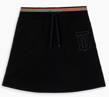 Burberry Girl's Black Monogram Motif Drawcord Skirt with icon stripe size 3y