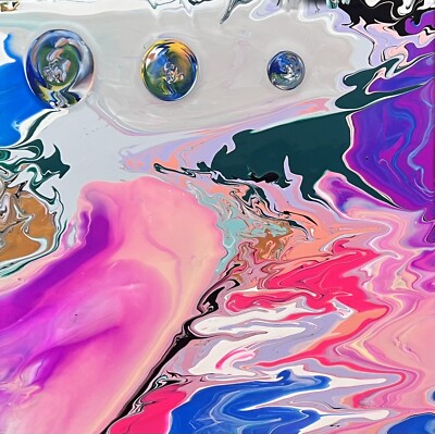 ■　画家本人出品 BU-ZONE 2022　F4号　■ View From The Mothership Original Abstract Painting by MBollen