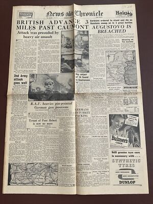 ORIGINAL NACHRICHTEN CHRONIK ZEITUNG DES ZWEITEN WELTKRIEGS 31. JULI 1944 - D-TAG FORTSCHRITT IN EUROPA