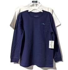Tommy Bahama Boy's Tops 2 Pack Pocket T- Shirts Navy White Size L 10 /12 NWT
